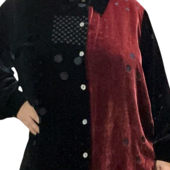 Koos Of Course Vintage Velour Silk Blended Button Down Blouse Top Size 2X - Picture 2 of 9